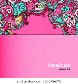 Pink abstract background with hearts and space for text - vector