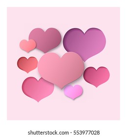 Pink Abstract Background Hearts for a Valentine Day. Can be used for Love Letter, Card, Valentine's day Celebration, design, etc. Scope and Clipped Depth on Paper;