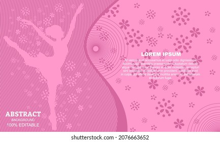 Pink abstract background and image of a ballet dancer with modern concept. 100% editable.