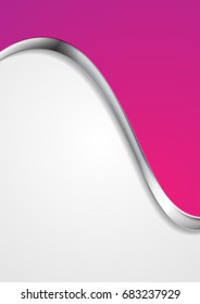 Fondo abstracto rosa con onda metálica plateada. Diseño corporativo de vectores