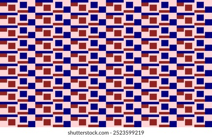 Fundo abstrato rosa com quadrados de retângulo vermelho azul bloco tira padrão de repetição sem emenda, design de imagem de padrão repleto para impressão de tecido ou papel de parede ou pacote de envoltório impressão fuzzy