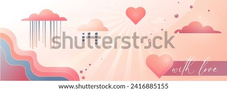pink abstract background for valentine's day. pink clouds, hearts, love, delicate color