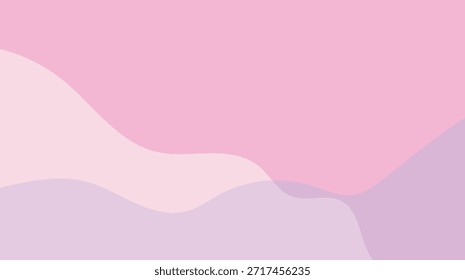 Pink abstract background with wavy vector curves and orange light elements forms a decorative floral pattern for a Valentine heart card design
