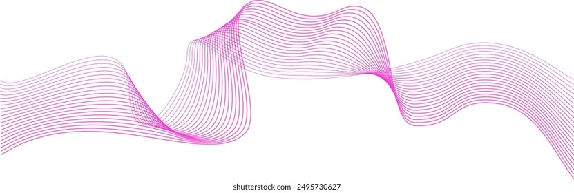 Pink abstract banner, Technology abstract background lines on transparent, ribbon isolated Undulate Wave Swirl, twisted curve lines with blend effect