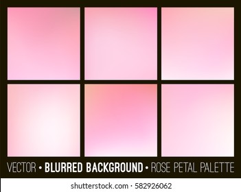 Pink abstract blurred background set. Rose petal palette. Smooth design elements collection wedding concept.