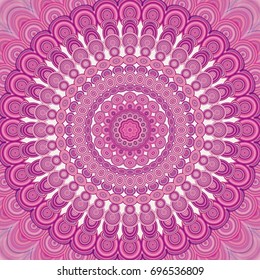 Pink abstract bohemian mandala ornament background - round symmetry vector pattern graphic from concentric ellipses