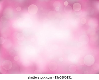 Pink abstract bokeh background with gradient. Nature blurred backdrop with lights.