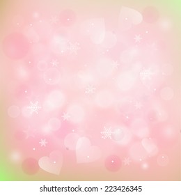 pink abstract bokeh lights with heart shape. defocused background