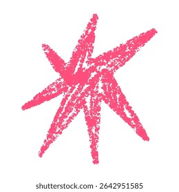 Pink abstract brush shapes with doodle stars, flowers, and geometric elements. Fun and modern hand-drawn collage in a colorful organic style. Flat vector illustration isolated on white background.