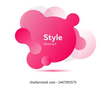Pink abstract bubble shapes with dot hatching. Liquid bubble background. Dynamic effect. Futuristic technology style. Motion