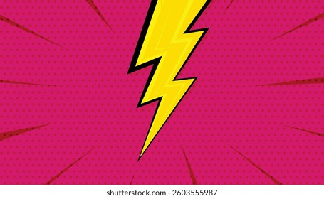 Pink abstract comic background with thunder flash. pop art background. cartoon frame. retro halftone effect