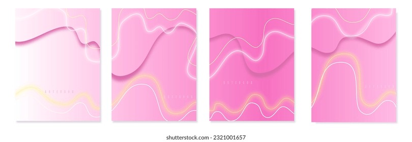 Pink Abstract cover  set for notebooks. For the design of children s books, brochures, templates for school diaries. Vector illustration
