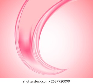 Pink Abstract Crescent Moon Design with Smooth Sketch-Like Lines, Set Against a Pink Gradient Background with Sky Blue and White Transitions, Featuring 3D Effect