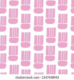 Patrón decorativo abstracto rosa con geométrico. Diseño sencillo en un solo color para tela, papel pintado, textil. Ilustración vectorial.