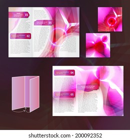 Pink abstract design paper brochure leaflet tri-fold design template elements isolated vector illustration