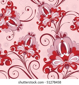 Pink Abstract Elegance seamless floral pattern. Beautiful flowers vector illustration texture