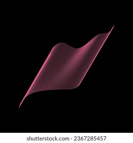 Elemento abstracto rosa para lujosa y elegante línea de arte fondo Ilustración vectorial de onda aislada en negro.