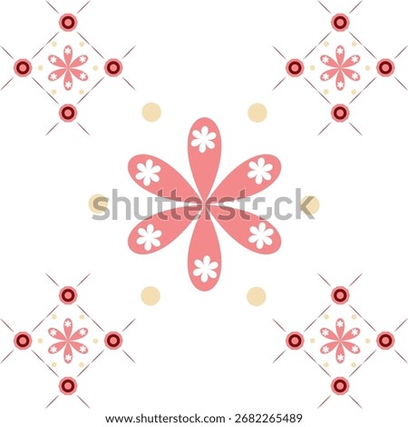Pink abstract floral design Seamless blue lacy pattern
