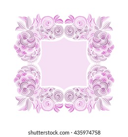 Pink abstract floral square frame.