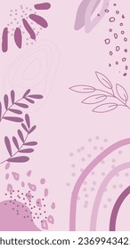 Pink Abstract Floral Wallpaper Background For Smartphone Instagram Stories Memphis Abstract Style Vector Design