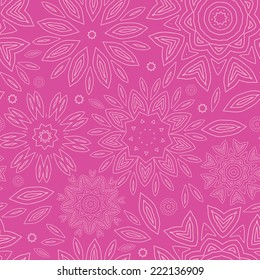 Pink abstract flowers texture seamless pattern background