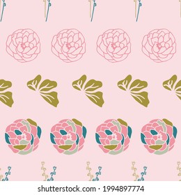 Pink abstract flowers in vector seamless pattern design