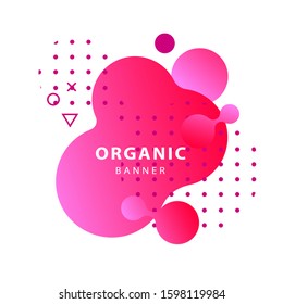 Pink abstract flowing liquid shapes. Geometric forms, wavy flux lines, fluid dynamical element. Template for labels, covers, banners. Vector illustration