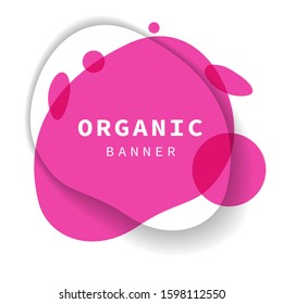 Pink abstract fluid elements. Flowing liquid transparent shapes, overlaid forms with shades, flux organic lines. Template for posters, flyers, banners. Vector illustration
