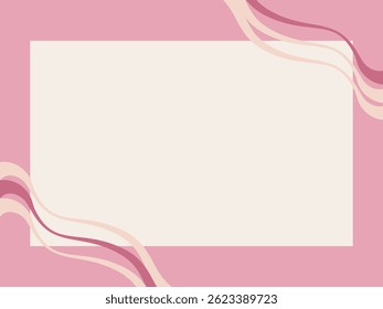 Pink Abstract Frame Background – Wavy Pastel Border Design with Blank Space