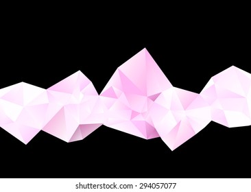 Pink Abstract Gem Like Low Poly Background Border on Black