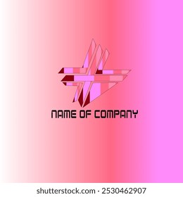  Pink Abstract Geometric Logo.  A logo featuring abstract, geometric shapes in shades of pink on a pink gradient background