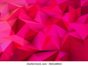 Pink abstract geometric, low poly style vector illustration graphic background