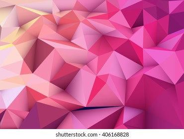 Pink abstract geometric, low poly style vector illustration graphic background