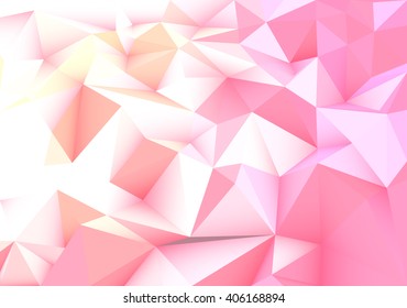 Pink abstract geometric, low poly style vector illustration graphic background