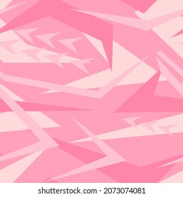  Pink Abstract geometric seamless pattern with polygonal shapes. Modern digital camouflage textured racing vinyl print pattern. Vector background.