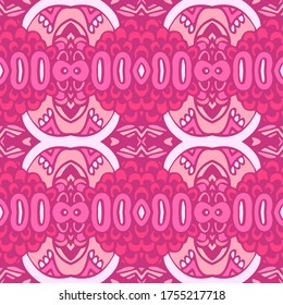 Pink abstract geometric tiles bohemian ethnic seamless pattern ornamental. Doodle grunge wallpaper and fabric textile geometric design