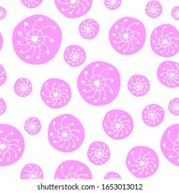 Pink abstract jelly fish symbol for wallpaper. Seamless pattern for gift paper, textile linen, fabric pillowcase, bath tile, t-shirt, bag or hoody print. white backdrop stock vector illustration