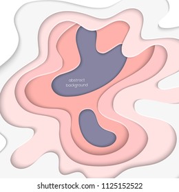 Pink abstract layout - vector paper cut illustration with place for your header and information. Lovely peach colors. High quality carving art, corporate banner, flyer, invitation template