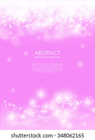 Pink abstract light magic background with white sparkle. Glow party glamour poster with shiny empty space