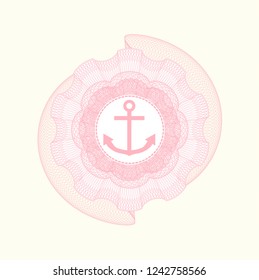 Pink abstract linear rosette with anchor icon inside
