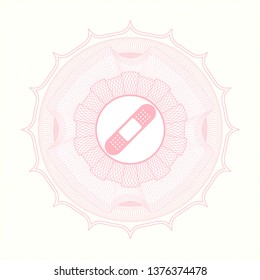 Pink abstract linear rosette with bandage plaster icon inside