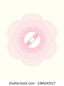 Pink abstract linear rosette with bandage plaster icon inside
