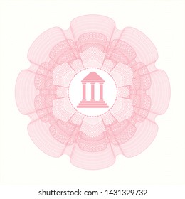 Pink abstract linear rosette with bank icon inside