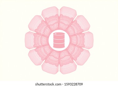 Pink abstract linear rosette with barrel icon inside