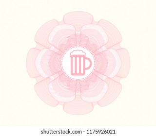 Pink abstract linear rosette with beer jar icon inside