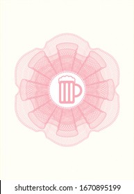 Pink abstract linear rosette with beer jar icon inside