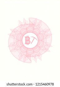 Pink abstract linear rosette with bitcoin mining icon inside