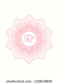 Pink abstract linear rosette with bitcoin mining icon inside