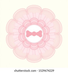 Pink abstract linear rosette with bow tie icon inside
