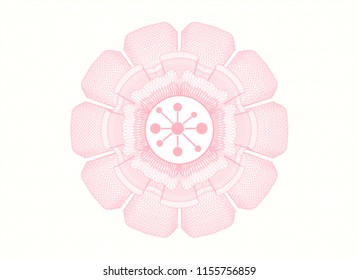 Pink abstract linear rosette with business network icon inside